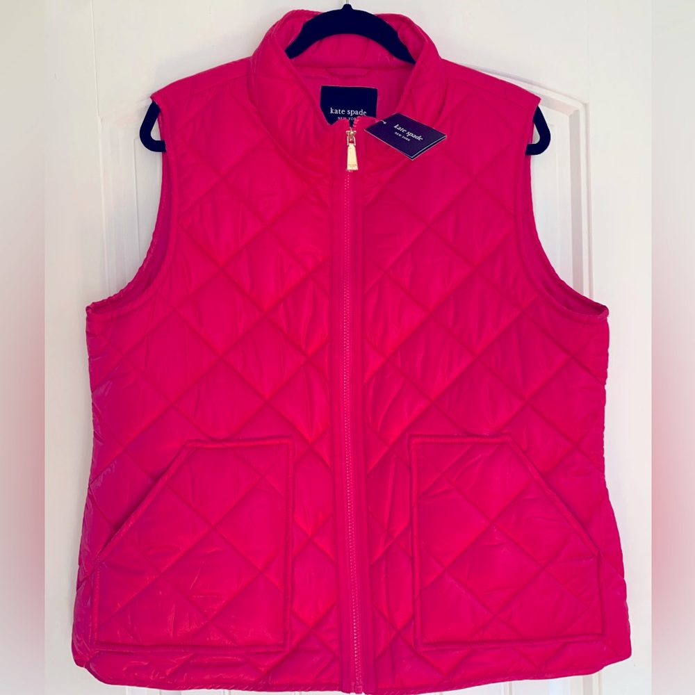 NWT Kate Spade Pink Puffer Quilted Vest XL Extra Large  - perfect for spring!